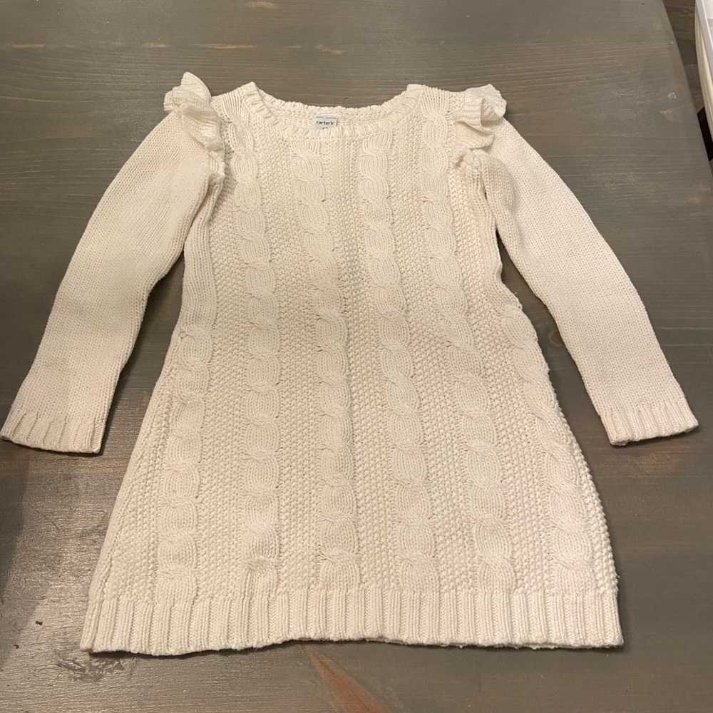 Carters cable knit ruffle sweater dress 4T